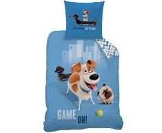 CTI 043991 Pets Max-Copripiumino singolo, 140 x 200 cm e 1 federa 63 x 63 cm, in cotone, colore: blu