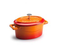 Pentole Agnelli COGHSOP12629O Slowcook Casseruola Ovale con 2 Maniglie, in Ghisa, Arancio, 4.8 Litri