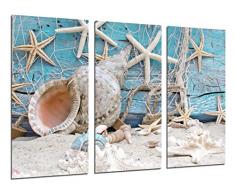 Quadro fotografico Paesaggio Mar Vintage, conchiglie, lumache, spiaggia, sabbia. Dimensioni totali: 97 x 62 cm XXL