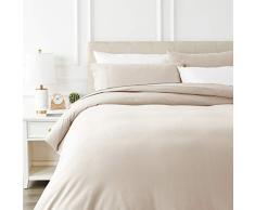 Amazon Basics - Set copripiumino in flanella - 230 x 220 cm/50 x 80 cm x 2, Beige