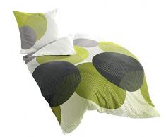 Bierbaum 6155_06 Set di Lenzuola in Cotone Satinato (1 copripiumino 155x220 cm + 1 federa 80x80 cm) , colore: Kiwi