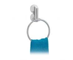 Relaxdays 10020816 Porta Asciugamani ad Anello per il Bagno KNUTSCHI con Ventosa, Colore Argento, HxLxP: 23 x 15 x 6 cm