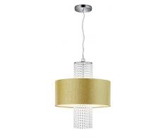 Reality Leuchten R30483079 - Lampadario King con paralume dorato, in acrilico trasparente 3 x E27