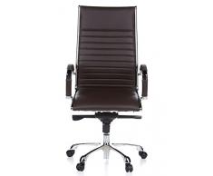hjh OFFICE 660520 Sedia da ufficio / Sedia presidenziale PARMA 20 pelle marrone, per uso intensivo, con braccioli in cromo, regolabile in altezza, ergonomica, alta qualità, schienale alto, schienale reclinabile