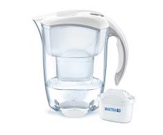 BRITA Elemaris Caraffa con Filtro Acqua, Imbuto e caraffaÂ âÂ San, CoperchioÂ âÂ ABS/ASA, 23Â x 8Â x 26Â cm, Bianco, 23.0 x 8.0 x 26.0 cm