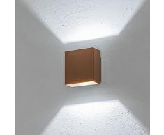Lampada da parete, applique led bianco freddo, faro da parete, 5 W, colore ruggine, uso esterno