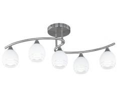 Trio 605600507 - Lampadario in Nichel Opaco, con Vetro Bianco, per 5 Lampadine, 72x27 cm, led, nickel;vetro