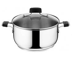 Lagostina Tempra Casseruola Fonda, 2 Maniglie con Coperchio, Ã 24 cm, Acciaio Inossidabile, Argento