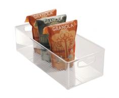 iDesign Organizer cucina, Porta oggetti cucina grande e profondo, Pratica scatola plastica aperta con manici, trasparente