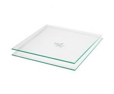 Leonardo 117704TR - Set di 2 mensole in vetro quadrate, trasparente, vetro temprato trasparente
