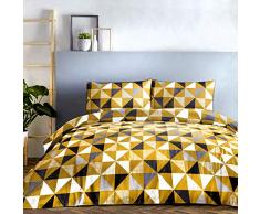 Fusion Whitworth Stripe Copripiumino e 2 federe, 52% Poliestere, 48% Cotone, Ochre, Doppio