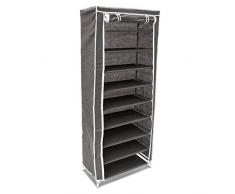 Relaxdays 10018856_139 Armadio per Scarpe con 9 Cassetti, in Stoffa, Pieghevole, Compatto, 42.5 X 107 X 174 cm, Antracite