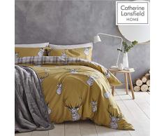 Catherine Lansfield Stag Copripiumino, Ochre, Set piumone 1 Piazza, 2 Set