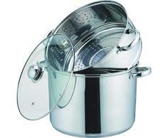 Kamberg 0008073 - Pentola a vapore 3 in 1, diametro 28 cm, 12 litri, in acciaio inossidabile di alta qualitÃ , coperchio in vetro, per tutti i piani cottura, induzione compresa