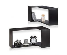 Relaxdays 10021878_46 Set 2 Mensole da Parete ad Angolo, a Scomparsa, Decorative, Design Moderno, Cameretta, Legno MDF, Nero