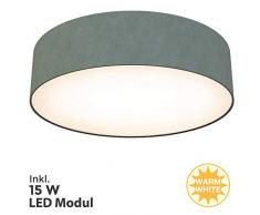 Briloner Leuchten - Plafoniera a LED, in tessuto, grigio, 1600 lumen, 3000 kelvin, vari metalli