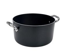Pentole Agnelli, ALSA104SS36, Casseruola Alta in Alluminio con 2 Maniglie in Acciaio, Alluminio Antiaderente interno/esterno 3mm, Diametro 36 cm