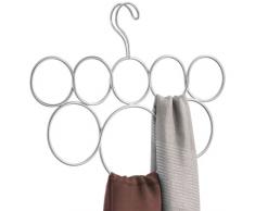 InterDesign Classico Portasciarpe 8 Anelli, Metallo, Argento, 33x1.5x25 cm