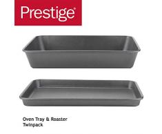 PRESTIGE Tough & Strong Non-Stick Bakeware 2pc Tray Roaster Set-Reinforced Steel â Oven And Dishwasher Safe teglia da Forno e tostapane, Acciaio