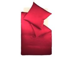 Fleuresse Colours 9100-4580 Lenzuola (Copripiumino + Federa) 100% Cotone (Satin di Cotone makò), 135x200 + 80x80 cm, Tinta Unita, Colore: Rosso Scuro