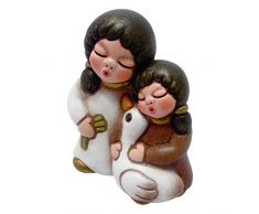 THUNÂ® - Bambine con Oca - Versione Bianca - Statuine Presepe Classico - Ceramica - I Classici