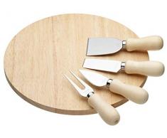 Kitchen Craft Set Coltello e Tavolo per Servire Il Formaggio, Legno, Argento/Marrone