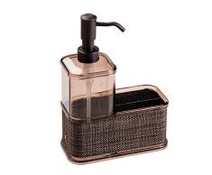 InterDesign Twillo Portasapone liquido, Organizer cucina con portaspugne in plastica di grandi dimensioni, bronzo