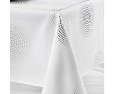Douceur dIntérieur - Tovaglia rettangolare Atome, Poliestere, bianco, 150 x 300 cm