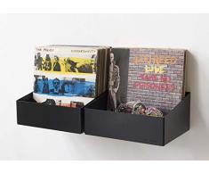 TEEbooks Scaffale Porta vinili - Set di 2 mensola - Acciao - Nero - 15 x 25 x 32 cm