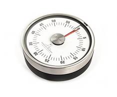 H&H Alessandro Borghese Timer da Cucina, Acciaio, Nero, Diametro 8 cm