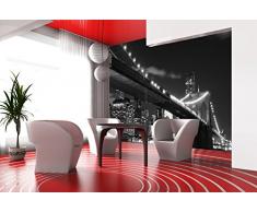 AG Design - Photo wall mural - Carta - Ponte di Brooklyn - Foto sfondo - Poster gigante con parete - 360 x 254 cm - 4 parti - FTS 1305