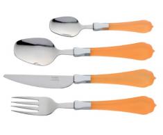 Bitossi Home Set Posate Tavola 24 Pezzi (6 Cucchiai, 6 Forchette, 6 Coltelli, 6 Cucchiaini), Linea New Romantic, Arancio