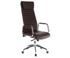 HJH Office 600904 Sedia da ufficio/Sedia presidenziale ASPERA 20 pelle nappa marrone, schienale alto, poggiatesta integrato, sedia girevole, braccioli fissi con cuscinetti in pelle, elegante, robusta