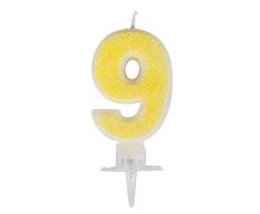 Rayher 31607000 Candela Cifra9 con Glitter E Base, Giallo