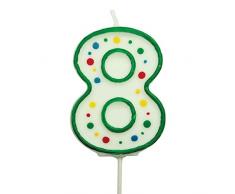 PME CA048 Candela Numero 8 Grande, Cera, Verde, 6.3 cm