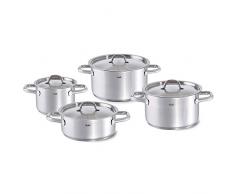 Fissler Family Line - Set Pentole, 4 Pezzi (3 Pentole Da Cucina Ã16 cm, Ã20 cm, Ã24 cm, 1 Padella Ã20 cm), in Acciaio Inox, Induzione