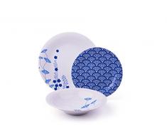 Excelsa Magatama Servizio Piatti 18 Pezzi, Porcellana, Blu