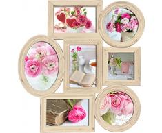 Empire Merchandising 739506 Monaco Collage Multi Shot Acciaio – Bianco Cornice portafoto Cornice di plastica con lastra in Vetro 7 Foto, Legno, Multicolore, 43 x 40 x 2 cm