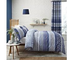 Catherine Lansfield Santorini Lenzuola, 100% Cotone, Blu, Matrimoniale, 1x260x280 cm 3 unitÃ 