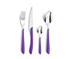 Amefa ECLAT Set 6 Persone, Lucide e antiruggine, con Manici, Lavabili in lavastoviglie, Posate Colorate, Acciaio Inox, plastica, Viola/Argento, 24 Pezzi