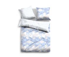Tom Tailor 0049768 - Biancheria da letto in linone, con federa in cotone, 1 copripiumino da 135 x 200 cm e 1 federa da 80 x 80 cm, colore: jeans