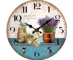 Molhome Vintage Orologio da Parete, Legno, Multicolore, 34 x 34 x 4 cm