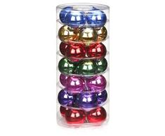 Inge-glas 15191D002-MO - Sfere Miste di Natale, 28 Pezzi, 45 mm, Rosso/Oro Inka/Verde Erba/Retro-Rosa/Retro-Lilla