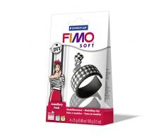 Staedtler 8025 05 – Fimo Set morbido per gioielli fai da te, 4 blocchi, 25 g, bracciale da donna, anello, nero/bianco