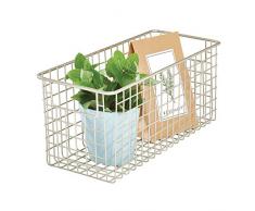 InterDesign Classico Cesto multiuso, Cesto portaoggetti in metallo di medie dimensioni ideale per cucina, bagno o dispensa, argento opaco