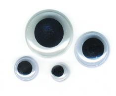 Artemio, Set di Occhi con pupilla Mobile, Ideali per lavoretti manuali per Bambini, 75 pz, Bianco e Nero (Black & White), 7-10 - 15 e 20 mm