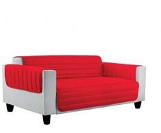 Italian Bed Linen Elegant Copri Divano Trapuntato in Microfibra Anallergica, Doubleface, Rosso/Royal, Singolo, 1 Posto