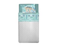 Completo Letto Pensieri Delicati Sea Life Verde Singolo