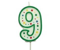 PME CA049 Candela Numero 9 Grande, Cera, Verde, 6.3 cm