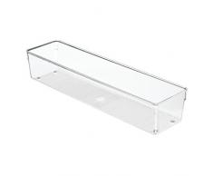 iDesign Portaposate cassetto, Organizer cassetti in plastica lungo, Separatori cassetti ideali per posate e altri utensili da cucina, trasparente